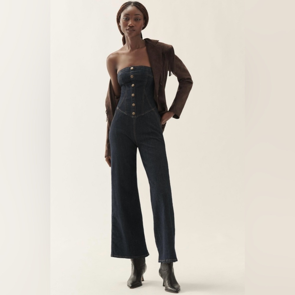 NEW! Pilcro Strapless Denim Corset Jumpsuit SZ 16 BUNDLE FOR MORE SAVINGS